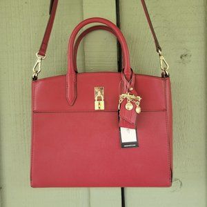 NWT NINE WEST Blithe Red Satchel Bag w/ Crossbody Strap